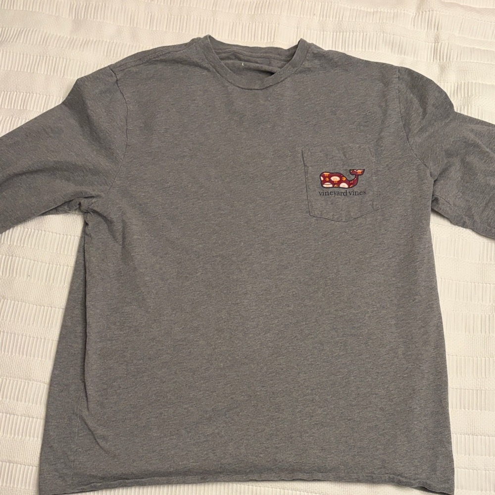 Vineyard Vines Basketball Heather Gray Long Sleeve Tee